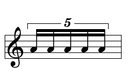 Quintillo: cinco semicorcheas con el número 5
