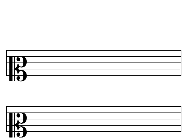 Pentagrama con clave de do en 2ª para imprimir, vertical (PDF A4)