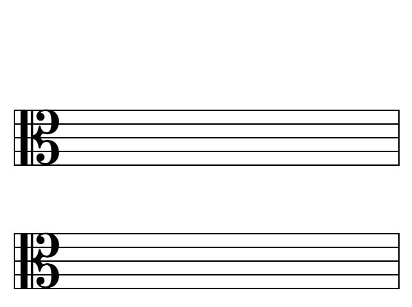 Pentagrama con clave de do en 3ª para imprimir, vertical (PDF A4)