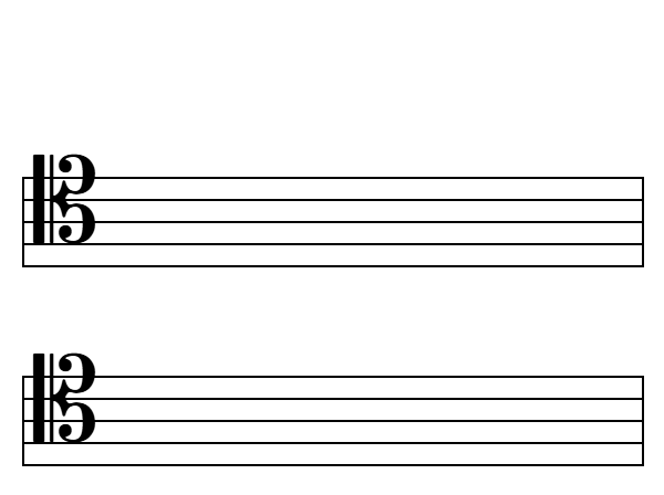Pentagrama con clave de do en 4ª para imprimir, vertical (PDF A4)