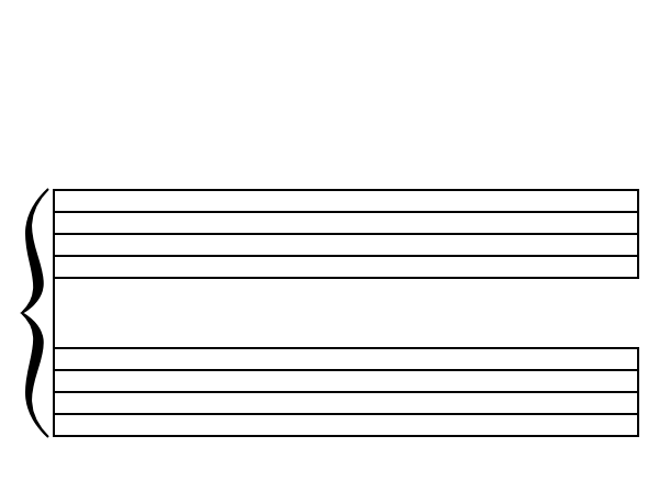 Sistema de dos pentagramas sin clave para imprimir, vertical (PDF A4)
